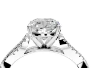 Solitaire Engagement Ring Setting for Cushion Cut Center with Twisted Pave Split Shank and Prong Head in Sterling Silver
