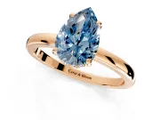 Solitaire Engagement Ring Setting for Fancy Blue Pear-Shaped Center with Fine Wire Band and Prong Head in Rose Gold