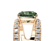 Solitaire Engagement Ring Setting for Fancy Green Radiant Cut Center with Wide-Open Split Shank and Prong Head in Rose Gold