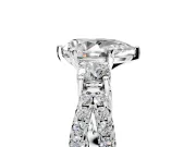 3 Stone Engagement Ring Setting for Pear-Shaped Center with Pave Split Shank and Prong Head in Platinum