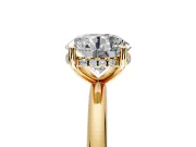 Hidden Halo Engagement Ring Setting for Round Cut Center with Thin Round-Wire Band and Prong Head in Yellow Gold
