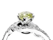 Solitaire Engagement Ring Setting for Fancy Yellow Marquise Center with Pave Bypass Twist Band and Prong Head in White Gold