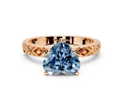 Solitaire Engagement Ring Setting for Fancy Blue Heart-Shaped Center with Milgrain X Pattern Band and Prong Head in Rose Gold