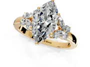 Solitaire Engagement Ring Setting for Marquise Center with Marquise Flower Shoulders and Prong Head in Yellow Gold