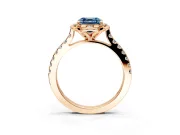 Floral Engagement Ring Setting for Fancy Blue Asscher Cut Center with Pave Band and Floral Prong Head in Rose Gold
