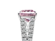 Solitaire Engagement Ring Setting for Fancy Pink Princess Cut Center with Pave Split Shank and Prong Head in Platinum