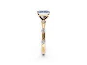 Solitaire Engagement Ring Setting for Fancy Blue Radiant Cut Center with Bezel Station Band and Prong Head in Yellow Gold