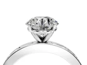 Solitaire Engagement Ring Setting for Round Cut Center with Channel Baguette Band and Prong Head in Platinum