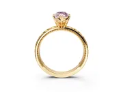 Solitaire Engagement Ring Setting for Fancy Pink Marquise Center with XO Engraved Band and Prong Head in Yellow Gold