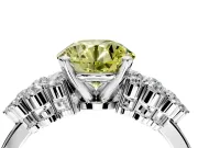 Cluster Engagement Ring Setting for Fancy Yellow Round Cut Center with 2-Row Shoulder Clusters and Prong Head in Platinum
