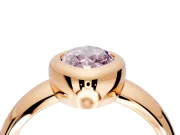 Solitaire Engagement Ring Setting for Fancy Pink Marquise Center with Wide Band and Bezel Head in Rose Gold