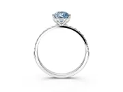 Solitaire Engagement Ring Setting for Fancy Blue Pear-Shaped Center with Fine Pave Accents and Prong Head in Platinum