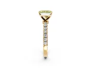 Open Basket Engagement Ring Setting for Fancy Yellow Radiant Cut Center with Pave Band and Prong Head in Yellow Gold