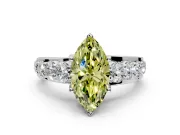 Solitaire Engagement Ring Setting for Fancy Yellow Marquise Center with Graduated Shared Prongs and Prong Head in Sterling Silver