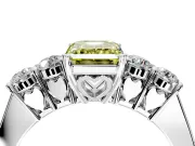 5 Stone Engagement Ring Setting for Fancy Yellow Emerald Cut Center with Equal Close-Set Accents and Prong Head in Sterling Silver