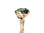 Solitaire Engagement Ring Setting for Fancy Green Heart-Shaped Center with Bezel Station Band and Prong Head in Rose Gold