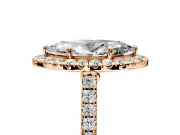 Halo Engagement Ring Setting for Marquise Center with Narrowing Pave Band and Prong Head in Rose Gold
