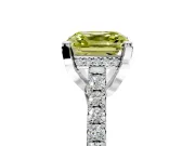 Solitaire Engagement Ring Setting for Fancy Yellow Asscher Cut Center with Widening Pave Band and Claw Prong Head in Sterling Silver