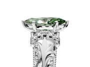Solitaire Engagement Ring Setting for Fancy Green Marquise Center with Filigree Accent Basket and Prong Head in Platinum