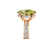 Solitaire Engagement Ring Setting for Fancy Yellow Oval Center with Fine Pave Band and Prong Head in Rose Gold
