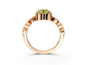 Vintage Station Engagement Ring Setting for Fancy Yellow Round Cut Center with Accents and Prong Head in Rose Gold