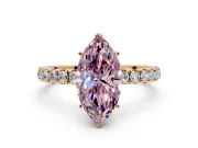 Open Basket Engagement Ring Setting for Fancy Pink Marquise Center with Pave Band and Prong Head in Rose Gold