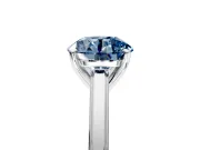 Solitaire Engagement Ring Setting for Fancy Blue Round Cut Center with Flat-Sided Plain Band and Prong Head in Sterling Silver
