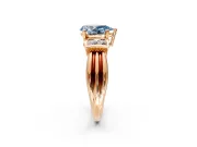 Solitaire Engagement Ring Setting for Fancy Blue Pear-Shaped Center with Grooved Bar Accent Band and Prong Head in Rose Gold