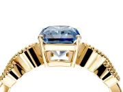 Leaf Engagement Ring Setting for Fancy Blue Princess Cut Center with Milgrain Accent Band and Prong Head in Yellow Gold