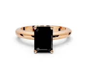 Solitaire Engagement Ring Setting for Fancy Black Emerald Cut Center with Wire Band and Prong Head in Rose Gold
