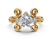 Solitaire Engagement Ring Setting for Heart-Shaped Center with Twisted Band and Scroll Prong Head in Yellow Gold