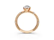 Rope Engagement Ring Setting for Marquise Center with Accent Shoulders and Prong Head in Rose Gold