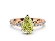 Solitaire Engagement Ring Setting for Fancy Yellow Pear-Shaped Center with Shared-Prong Accents and Prong Head in Rose Gold
