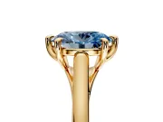 Solitaire Engagement Ring Setting for Fancy Blue Oval Center with Cathedral Band and Prong Head in Yellow Gold