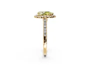 Halo Engagement Ring Setting for Fancy Yellow Pear-Shaped Center with Narrowing Pave Band and Prong Head in Yellow Gold