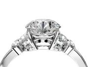 Solitaire Engagement Ring Setting for Round Cut Center with Marquise Flower Shoulders and Prong Head in White Gold