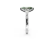 3 Stone Engagement Ring Setting for Fancy Green Marquise Center with Tapered Baguettes, Plain Band and Prong Head in Platinum