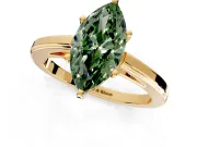 Solitaire Engagement Ring Setting for Fancy Green Marquise Center with Flat-Sided Plain Band and Prong Head in Yellow Gold