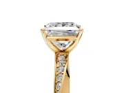 Side Accent Engagement Ring Setting for Princess Cut Center with Accent Shoulders and Prong Head in Yellow Gold