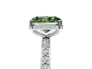 Hidden Halo Engagement Ring Setting for Fancy Green Radiant Cut Center with Pave Band and Prong Head in Sterling Silver