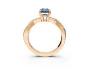 Solitaire Engagement Ring Setting for Fancy Blue Emerald Cut Center with Half-Pave Crossover Band and Prong Head in Rose Gold
