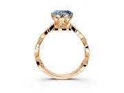 Solitaire Engagement Ring Setting for Fancy Blue Heart-Shaped Center with Accented Twist Band and Leaf Prong Head in Rose Gold