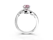 Solitaire Engagement Ring Setting for Fancy Pink Oval Center with Pave Bypass Twist Band and Prong Head in Platinum
