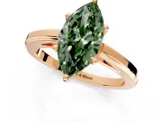 Solitaire Engagement Ring Setting for Fancy Green Marquise Center with Flat-Sided Plain Band and Prong Head in Rose Gold