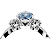 3 Stone Engagement Ring Setting for Fancy Blue Pear-Shaped Center with Pave Twist Band and Prong Head in Platinum