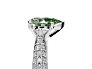Solitaire Engagement Ring Setting for Fancy Green Pear-Shaped Center with Multi-Row Accents and Prong Head in White Gold