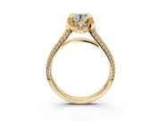 Solitaire Engagement Ring Setting for Round Cut Center with Accented Split Shank and Prong Head in Yellow Gold