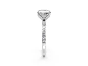 Solitaire Engagement Ring Setting for Princess Cut Center with Fine Pave Accents and Prong Head in Platinum