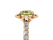 Floral Engagement Ring Setting for Fancy Yellow Asscher Cut Center with Pave Band and Floral Prong Head in Rose Gold
