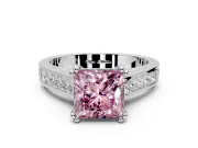 Solitaire Engagement Ring Setting for Fancy Pink Princess Cut Center with Channel Band and Double Claw Prong Head in Platinum
